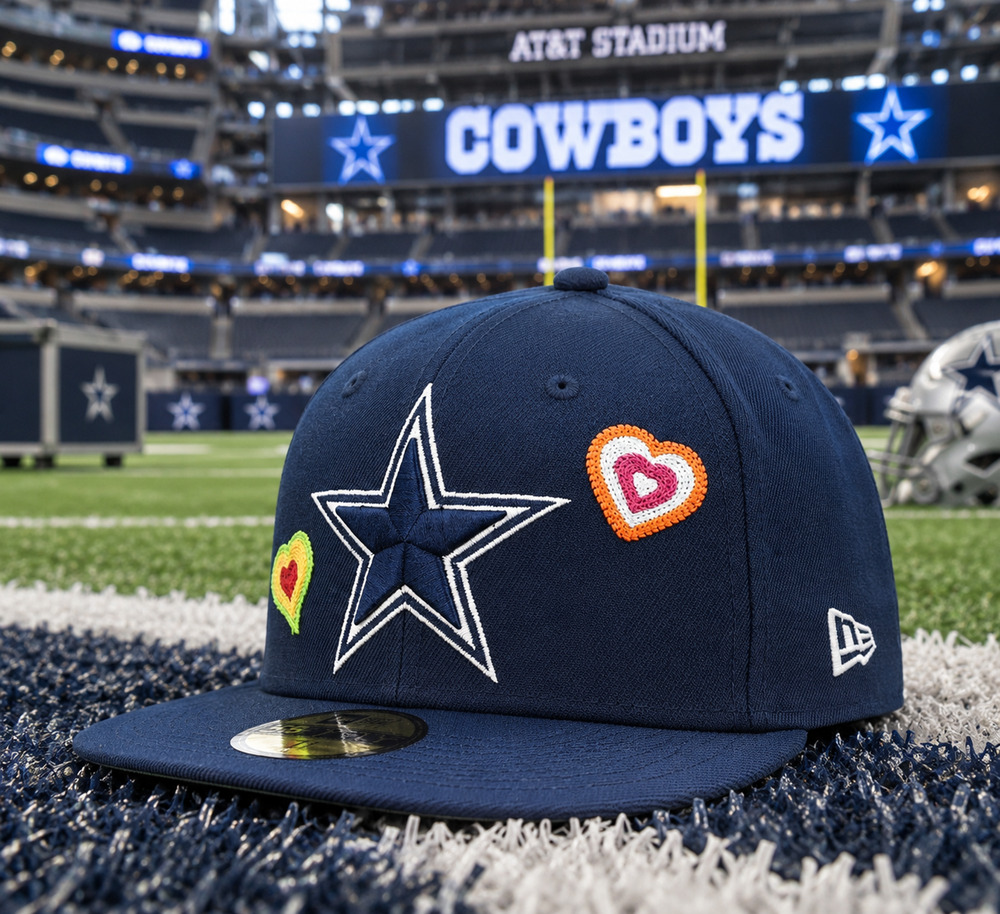 Dallas Cowboys New Era NFL Chain Stitch Heart 59FIFTY Fitted Hat 7 1/2 Pink UV